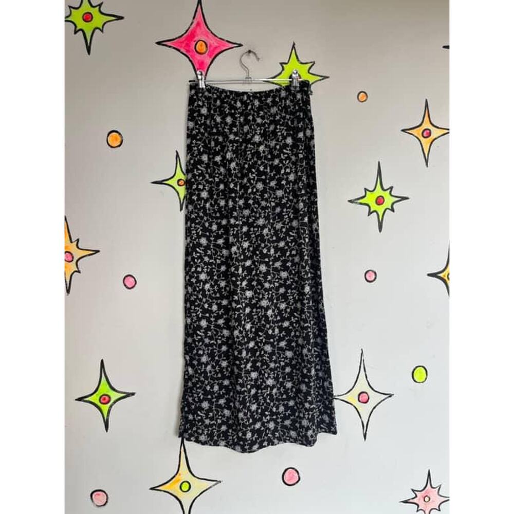 Vintage 90s Black Floral Fairy Grunge Maxi Skirt โ Whimsy Goth Boho Vibes โ Sz 4 - Picture 6 of 10
